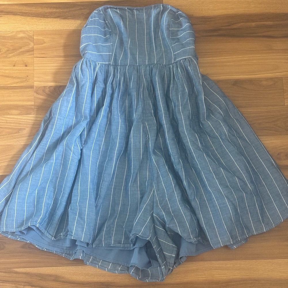 American Eagle Blue and White Striped Romper